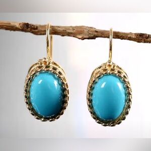 Western Turquoise Blue Stone Drop Earrings Bohemian Earrings Cowgirl Style